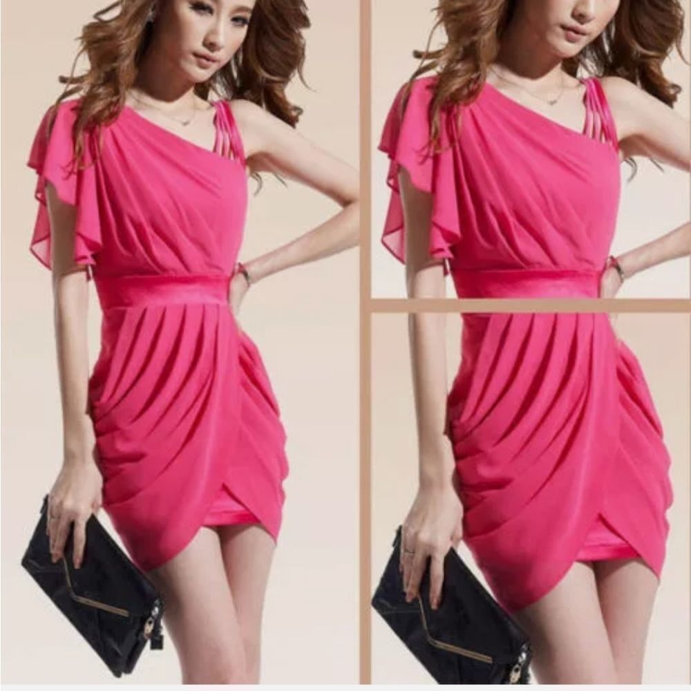 🌶️Women's Sexy Ruched Side Asymmetrical Bodycon Party Cocktail Club Mini Dress